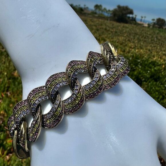 Heidi Daus Multicolor Swarovski Crystal Pavรฉ Link Bracelet - Picture 5 of 12